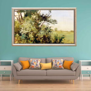 4579282 – Rustic Forest Landscape Painting, Vintage Style Wall Art, Nature Home Decor, Fine Art Print