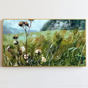 4579283 – Rustic Meadow Flowers Wall Art, Nature Inspired Canvas Print, Tranquil Countryside Décor