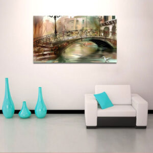 4579254 – Romantic Venice Canal Bridge Digital Painting, Perfect for Living Room Wall Art, Large Canvas Print