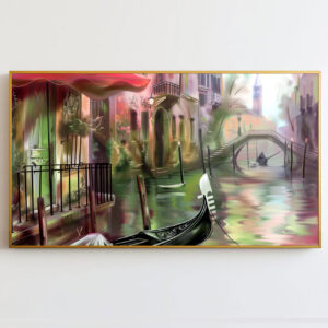 4579253 – Venetian Canal Scene Wall Art, Romantic Gondola Painting, Italian Cityscape Home Décor