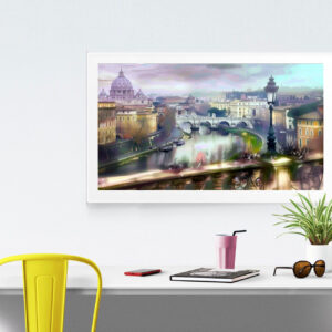 4579263 – Rome Cityscape Wall Art, Vintage Style Rome Print, Italian Landscape Poster, Large Art Print, Home Décor